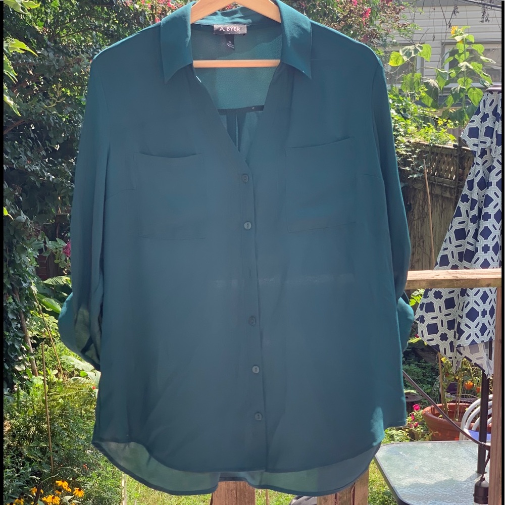 Sheer teal blouse great condition